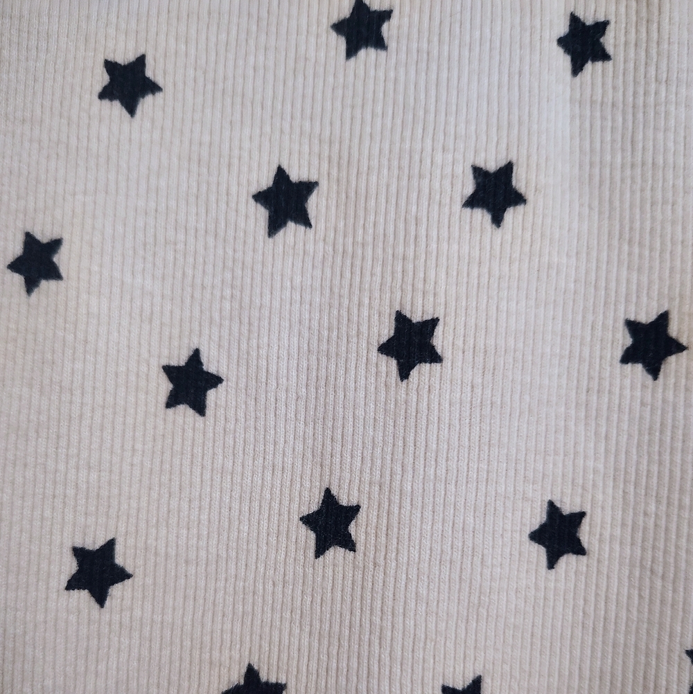 Time and Tru Star Print Ribbed Small Tank Top White & Navy - Picture 3 of 7